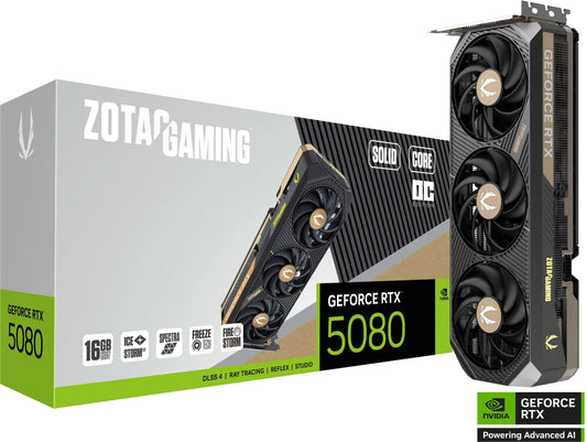 Zotac GeForce RTX 5080 SOLID CORE OC ZT-B50800J2-10P 16GB GDDR7 256-Bit PCIe 5.0 Desktop Graphics Card